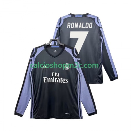 Real Madrid Cristiano Ronaldo 7 2016 2017 Retro Maglia Terza Manica Lunga